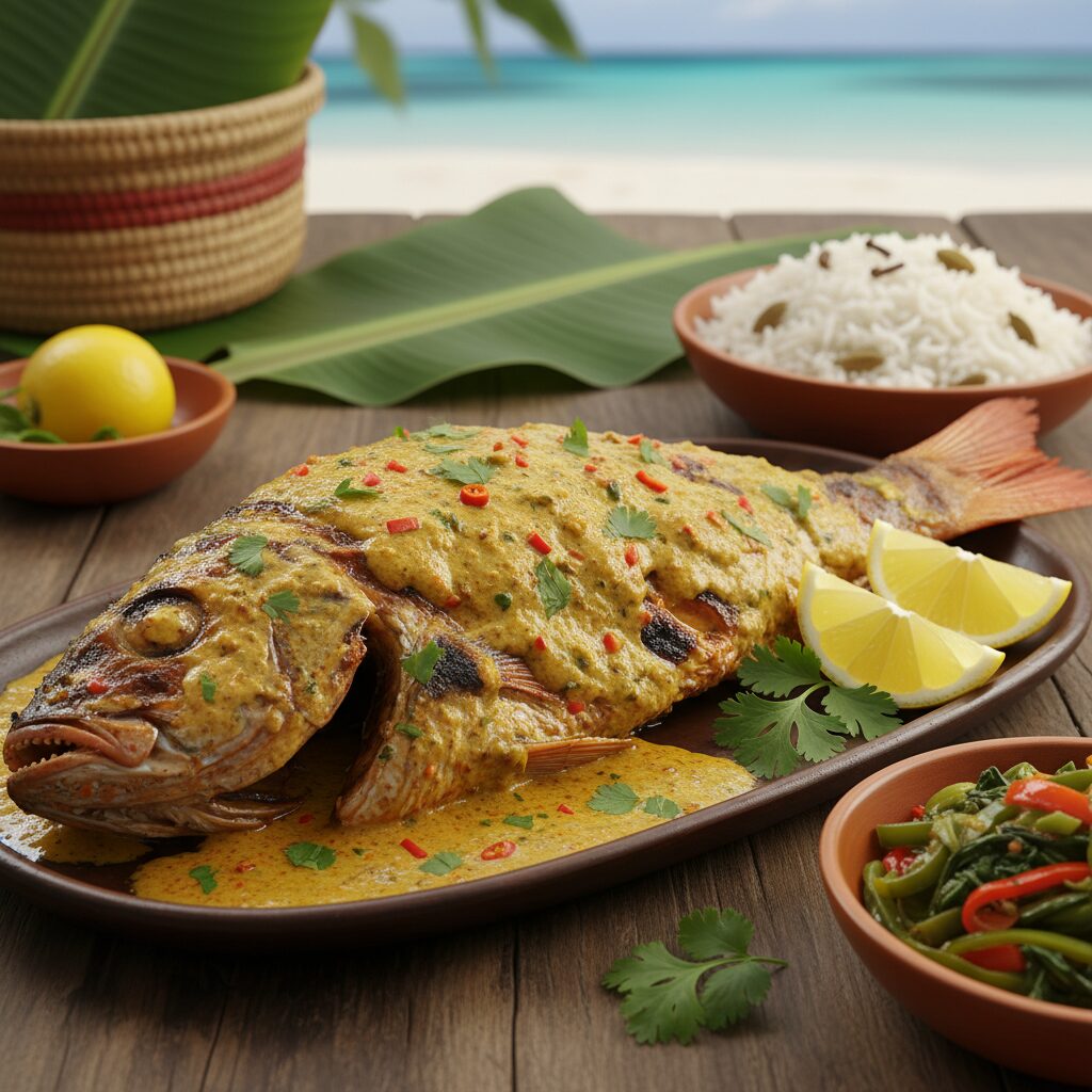 découvrez la recette traditionnelle de samaki wa kupaka, un délicieux poisson grillé à la tanzanienne mariné dans une sauce onctueuse à base de noix de coco et d'épices authentiques.