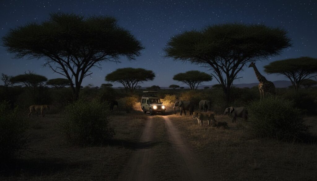 découvrez les safaris nocturnes en tanzanie, une aventure captivante où la faune sauvage émerge entre ombres mystérieuses et éclats de lumière, pour une expérience inoubliable au cœur de la nature africaine.