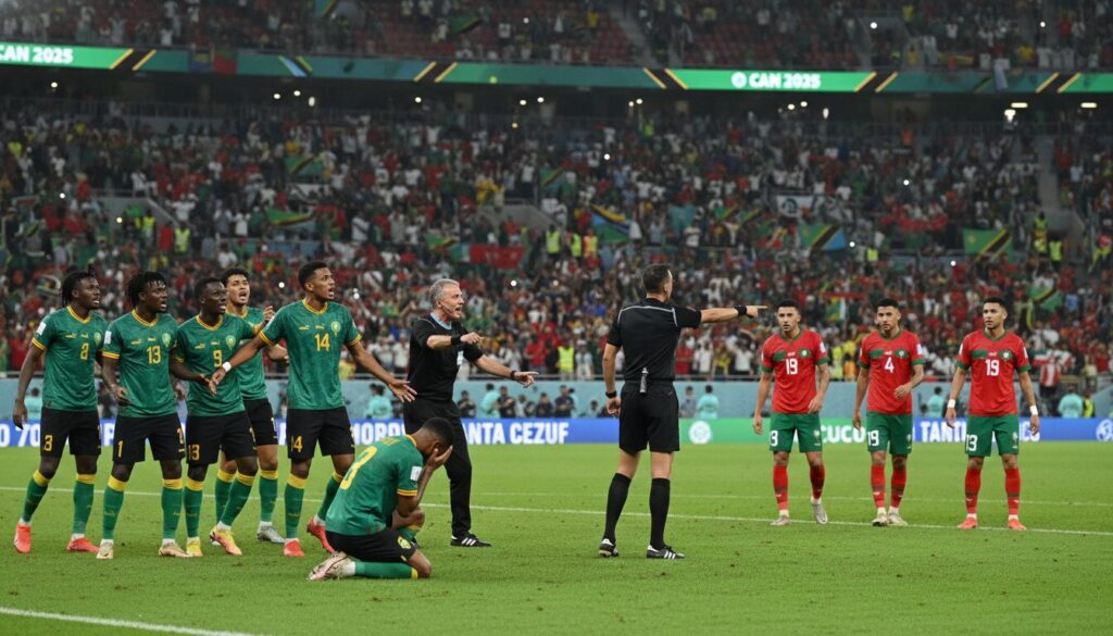 la tanzanie accuse un arbitrage partial en faveur du maroc lors de la can 2025, suscitant la controverse autour de l'organisation du tournoi.