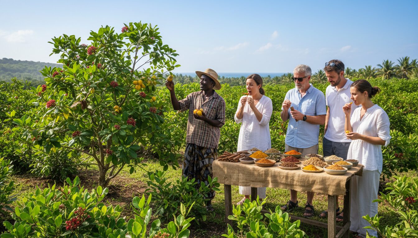 explorez les épices de zanzibar à travers une visite immersive des plantations suivie de dégustations savoureuses pour une expérience sensorielle unique.