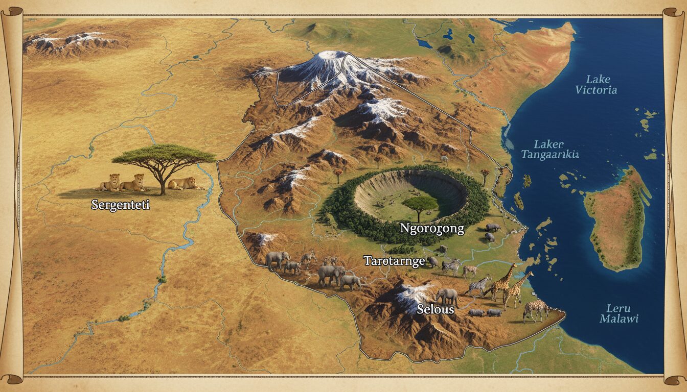découvrez les parcs nationaux et réserves de tanzanie avec notre carte détaillée des sites incontournables pour une aventure nature inoubliable.