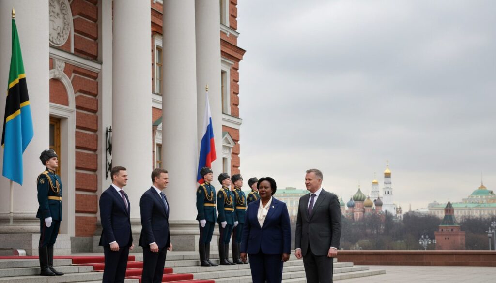 la présidente de tanzanie réalise une visite historique en russie, alors que les tensions avec l'occident s'intensifient, marquant un tournant diplomatique majeur.